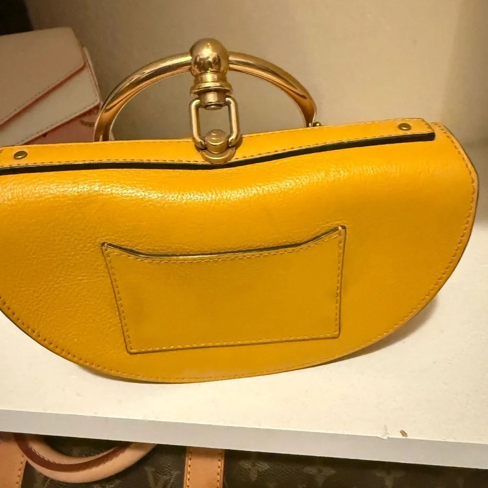 Celine Yellow Leather Wristlet with Gold Accents - Picture 4 of 8